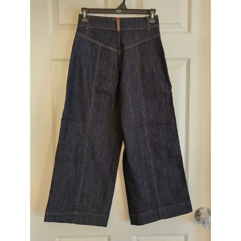 NWOT Maeve Colette Cropped w/Faux Leather 27 Petite - Picture 3 of 4